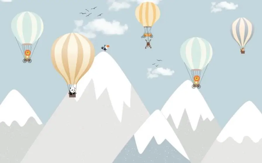 beibehang papel de parede personalizado papier peint moderno balão elefante coelho rosa cinza geométrico menina quarto do bebê