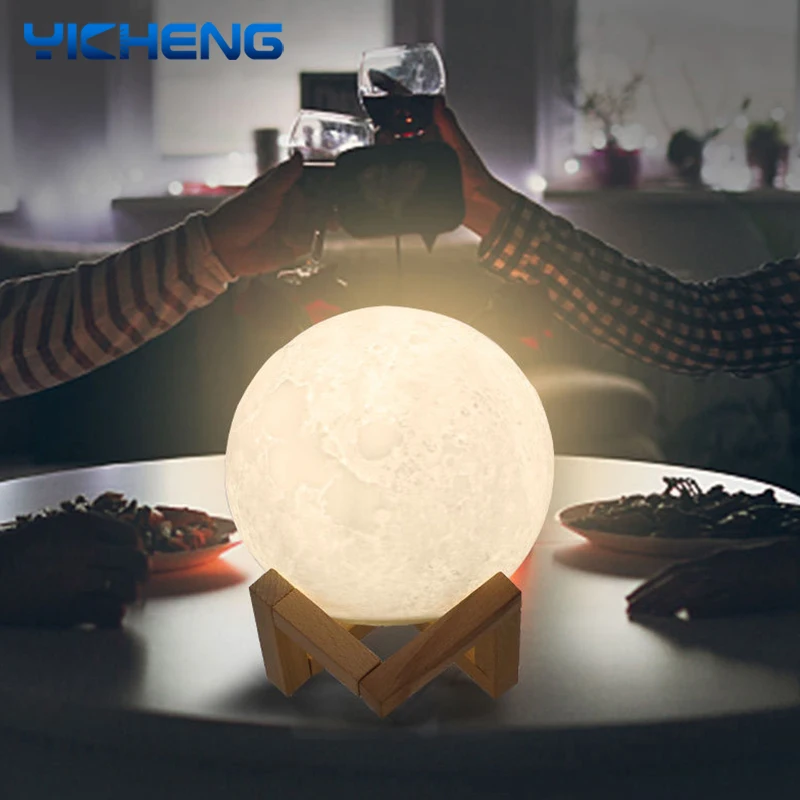 

LED Nightlight 3D Print Moon Lamp Dimmable USB Charging Desk Lamp Touch Remote Control Moon Light Kids Creative Gift For Bedroom