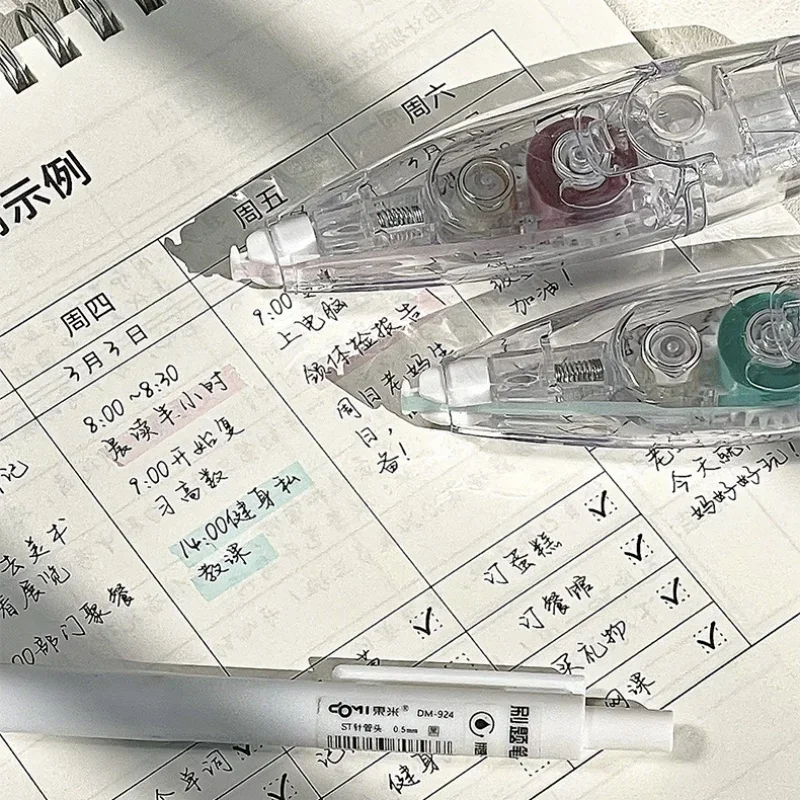 Correction Tape 1 Piece Fluorescent Marker Correction Tape Simplicity Solid Color Highlighter Tape Cute Transparent Reading Book Marker
