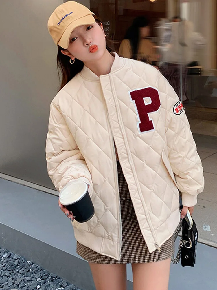 

Куртка женская зимняя бейсбольная, оверсайз, х/б