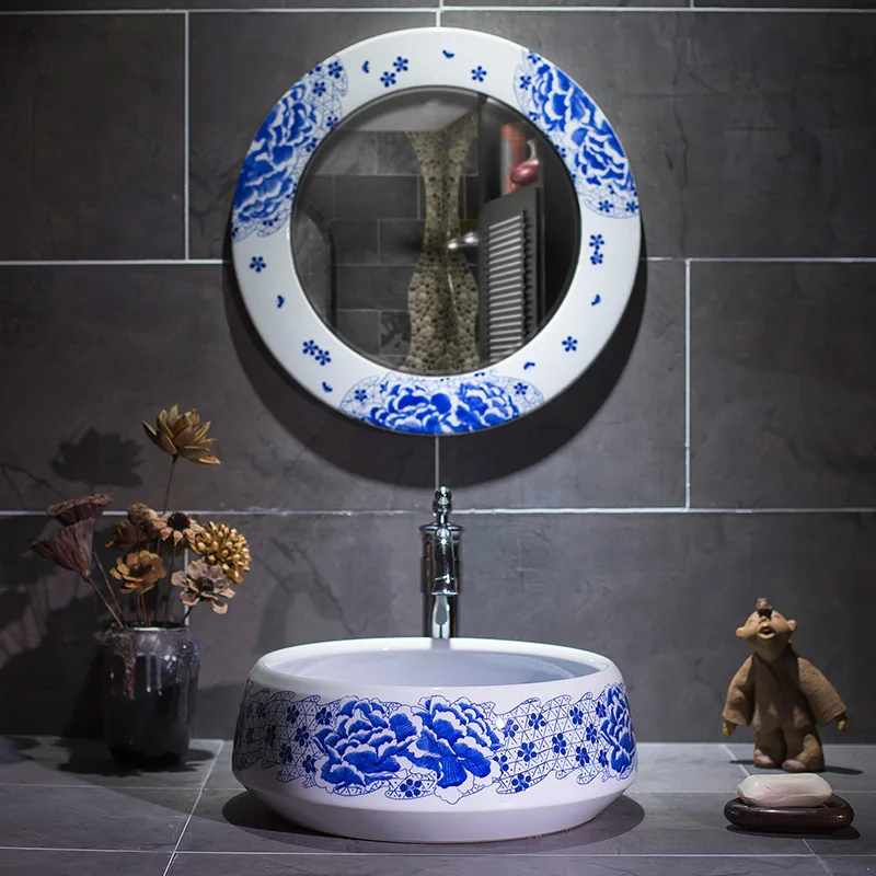 

Chinese wash basin vessel sinks Jingdezhen Art Counter Top ceramic basin sink lavabo sinks chinese style ceramic basin sinks