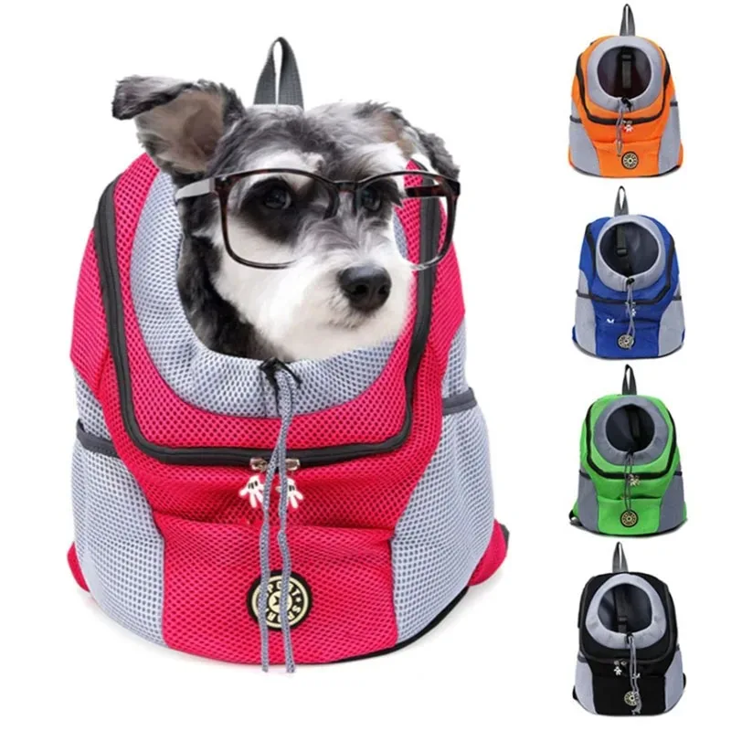 Pet Carrier Bag Double Shoulder Portable Travel Backpack Outdoor Pet Dog Carrier Bag Front Bag Mesh