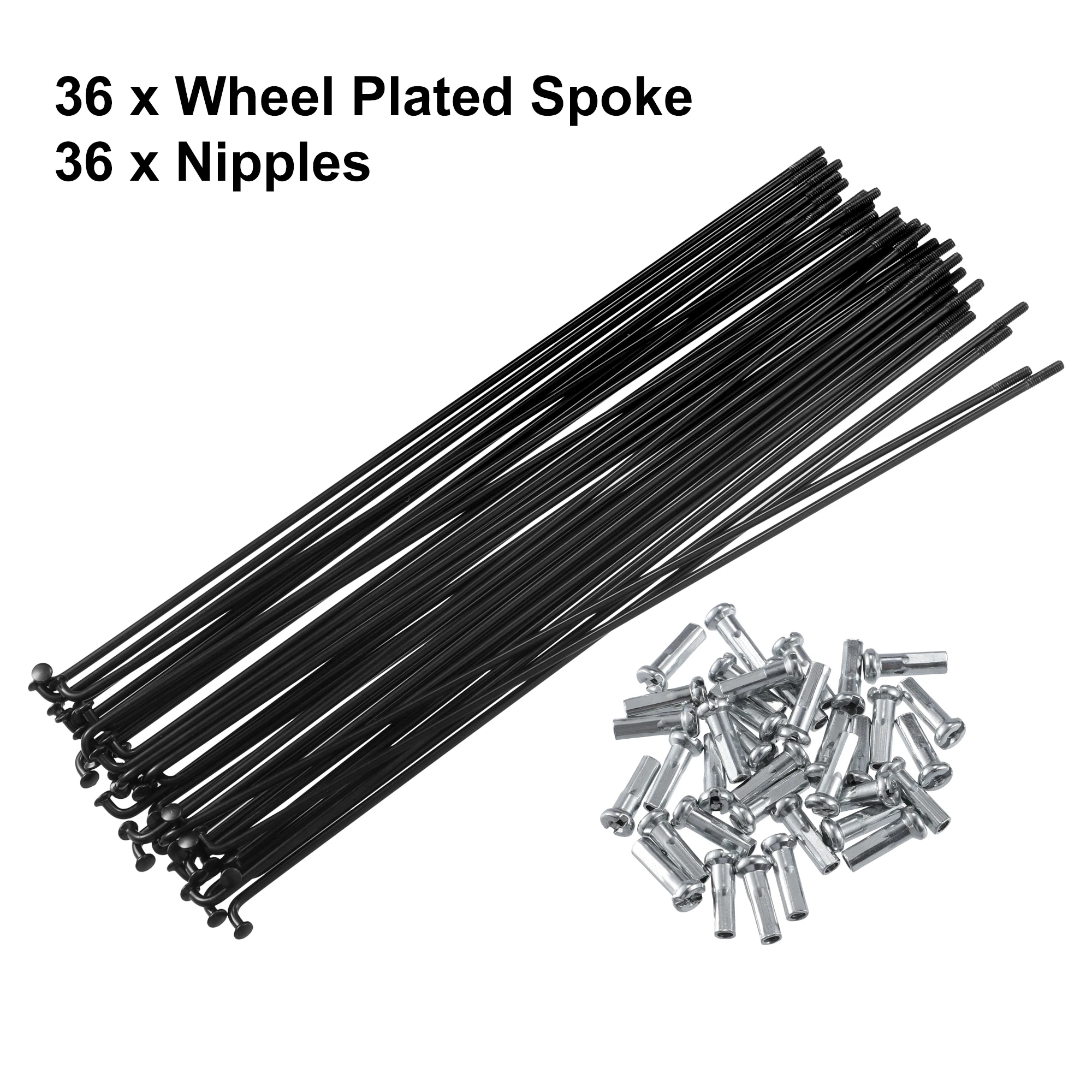 Bicycle Spokes Bike Spokes Nipples 36Pcs Bicycle Steel Spokes 14G 181mm 183mm 185mm 192mm 200mm 220mm Length with Nipples for Most Bicycle