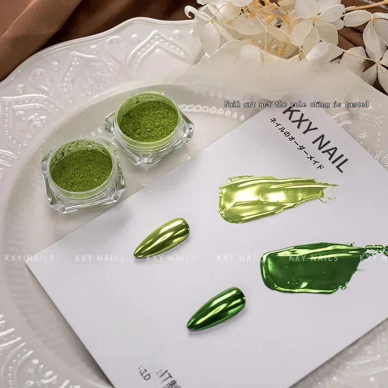Green Chameleon Color Pigment Nail Powder Summer Pretty Shiny Nail Glitter Metallic Glitter Powder Chrome Dust UV Gel Art nail art glitter powder