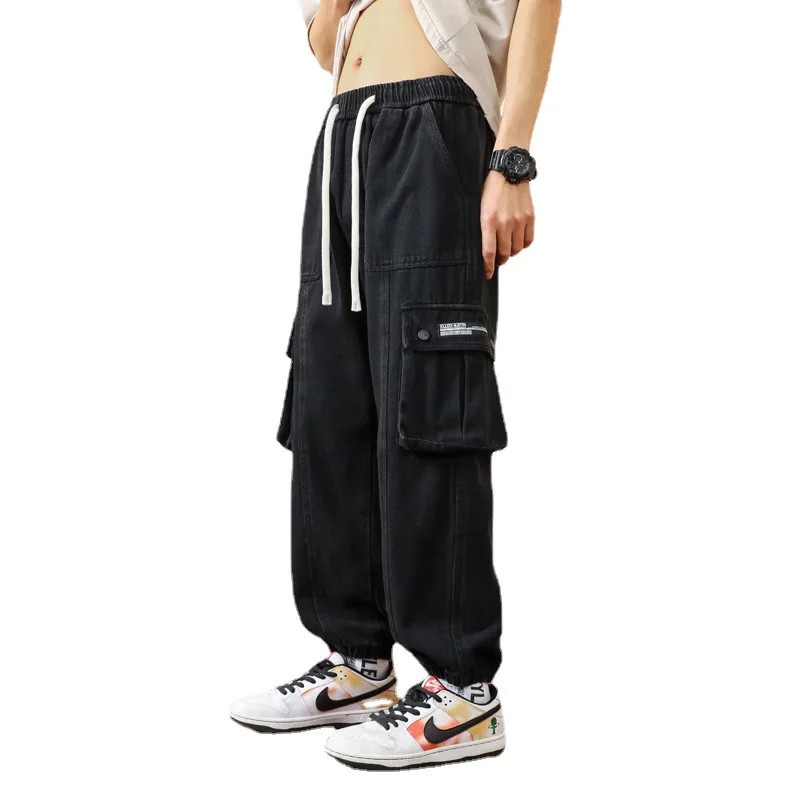 01 Overalls For Boys In Spring And Autumn 2023 New Loose Trend Leggings Casual Pants For Men Handsome Versatile Pants