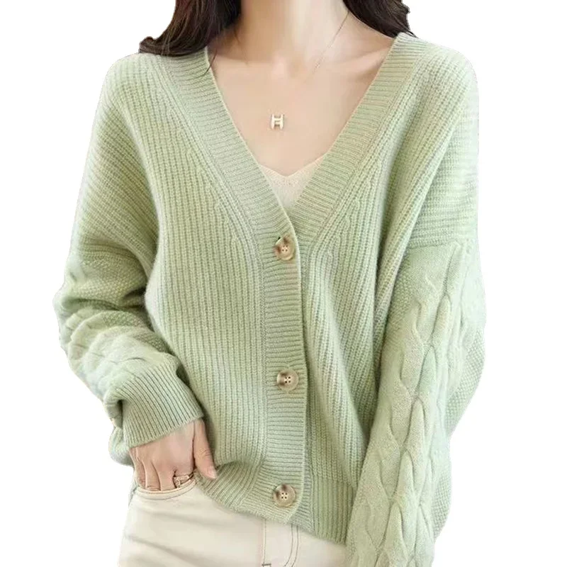 

Autumn And Winter New Sweater Women's Coat V-neck Loose Casual Knitting Fashion Coat Women's Knitting Cardigan