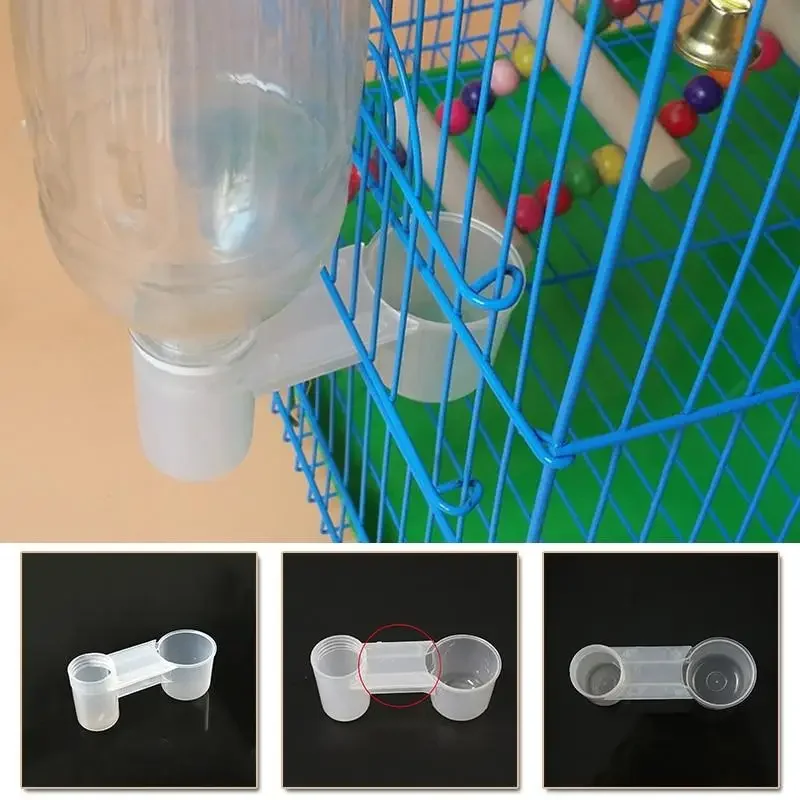 Plastic Pet Bird Drinker Feeder Water Bottle Cup Cat Chicken Pigeon Parrot Hamster Double Nozzle Guide for Family Garden