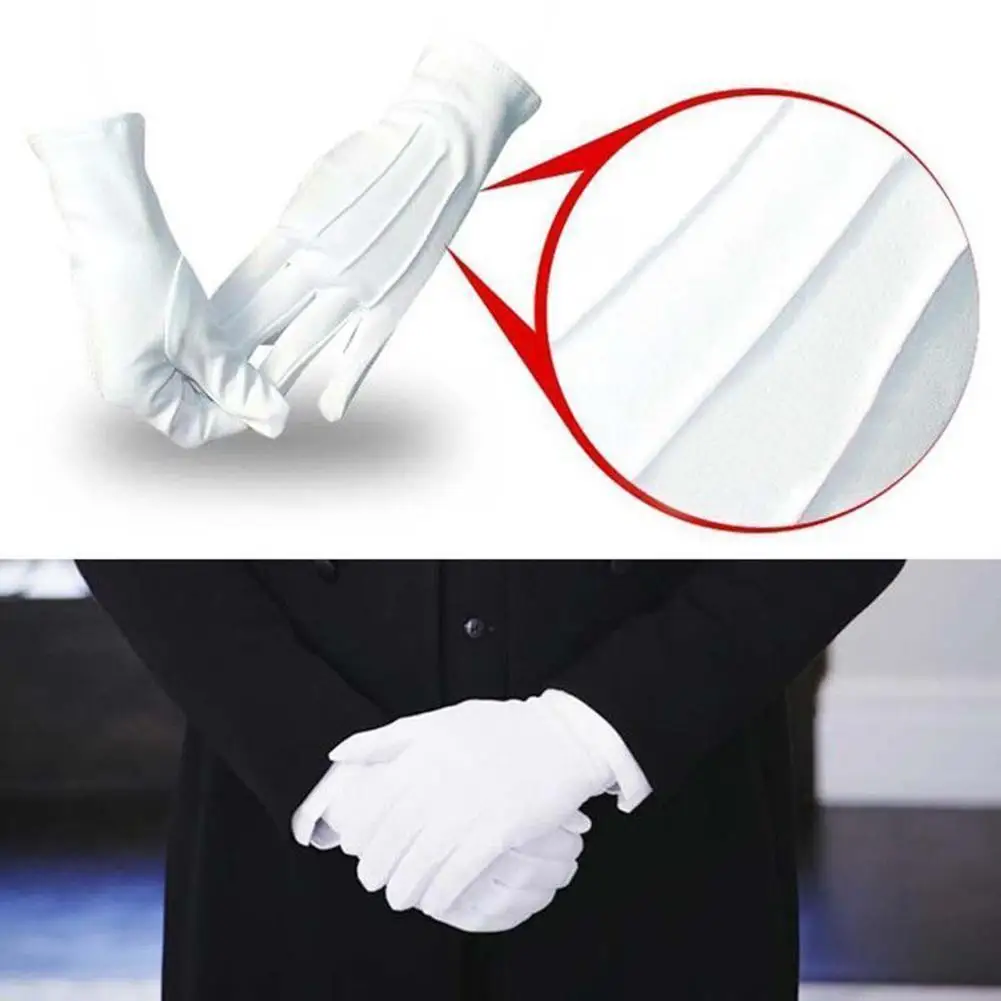 Tuxedo Gloves Adult White Formal Gloves Three-strength White Labor Gloves Tuxedo Guard Waiters Uniform Dress Butler Inspection 1/5/12 Pairs