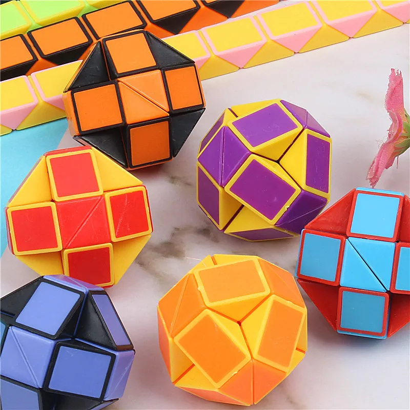 Educational toy 6Pcs folding magic snake ruler puzzle antistress cube for kids birthday party favors goodie bags school reward