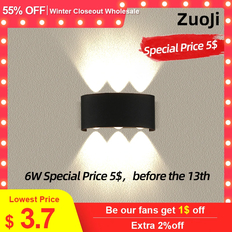  Led Wall Lamp Outdoor Waterproof Up And Down Luminous Lighting Garden Decoration AC85-265V Wall Lights for Bedroom Living Room