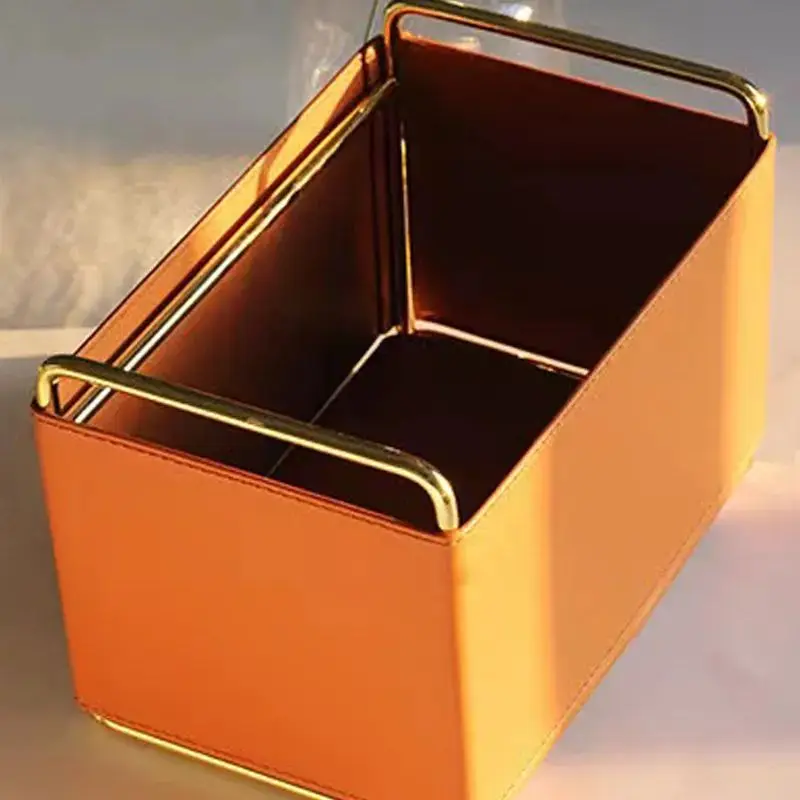 Leather Storage Box For Household Living Room Bedroom Office Desktop Remote Control Cosmetics Sundries Pen Holder storage tray