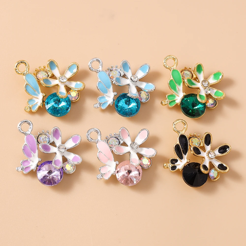 Leslie 10 Stück schöne süße schöne Kristallblume Marienkäfer Bienen Charms passen DIY Ohrringe Halsketten Schmuck machen handgemachte Handwerk – Detail 8