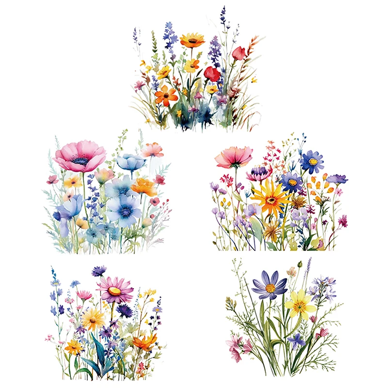 Various Green Plants Flowers Wall Sticker Bathroom Toilet Decor Decals Living Room Cabinet Home Decoration Self Adhesive Mural