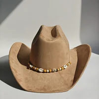 Nouveau grand bord Cowgirl Cowboy Vegan daim chapeau feutre Fedora chapeau pour femmes hommes classique et à la mode tout-match chapeau sombrero vaquero 6