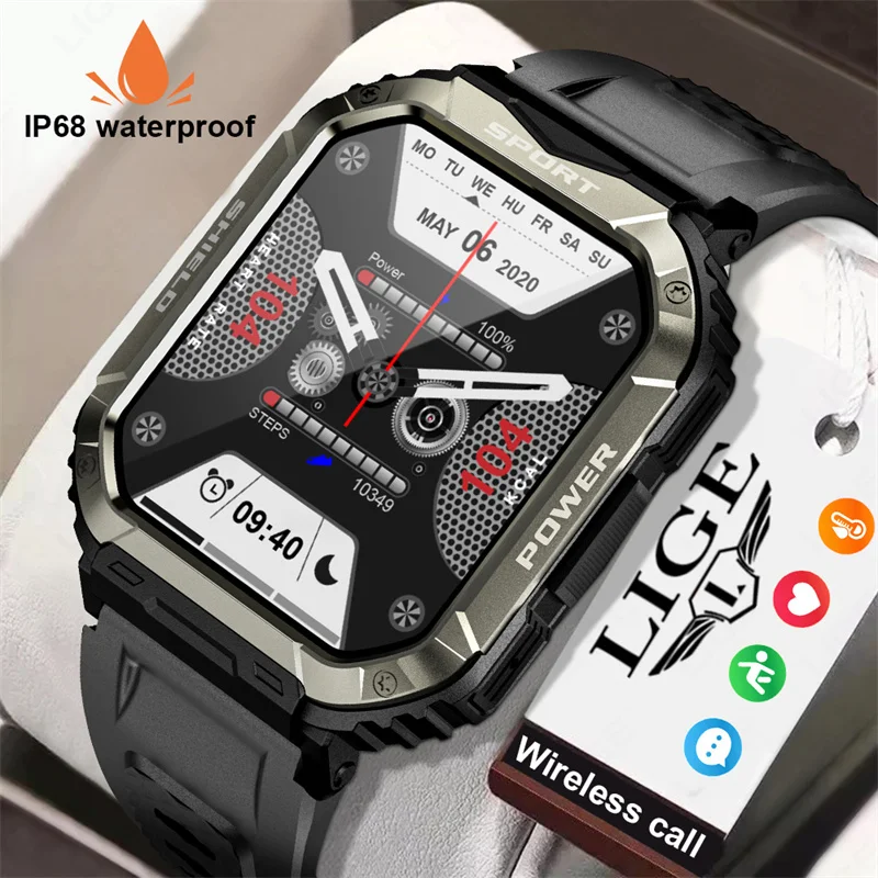 

Мужские Смарт-часы 2024, Смарт-часы с голосовым и Bluetooth-вызовом, пульсометром и оксиметром, водонепроницаемые Смарт-часы для разных видов спорта на открытом воздухе для iOS и Android