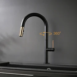 cupc approved Pull Down Automatic Smart Touch Sensor Black Kitchen Faucet sdsn touch kitchen faucets of three ways pull down prayer brushed gold kitchen mixer tap hot cold sensor touch kitchen faucet