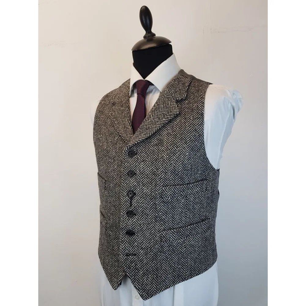 Bustier Vest Men Suit Men's Suit Vest Herringbone Single Breasted Wedding Casual Slim Fit Sleeveless Vests for Man Suits Male