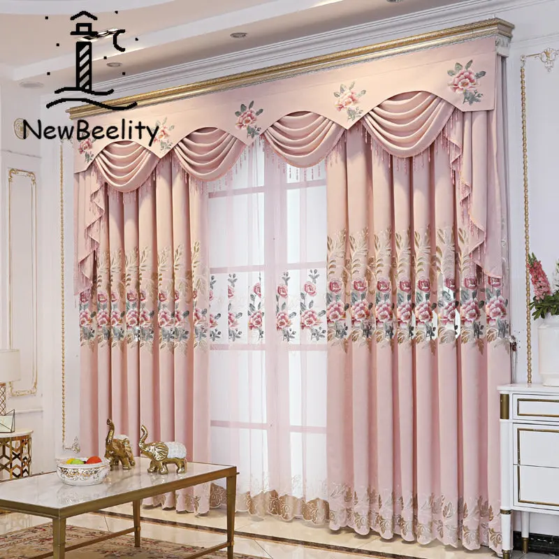 

European High-grade Atmospheric Light Luxury Curtains for Living Dining Room Bedroom Chenille Blackout Embroidery Balcony