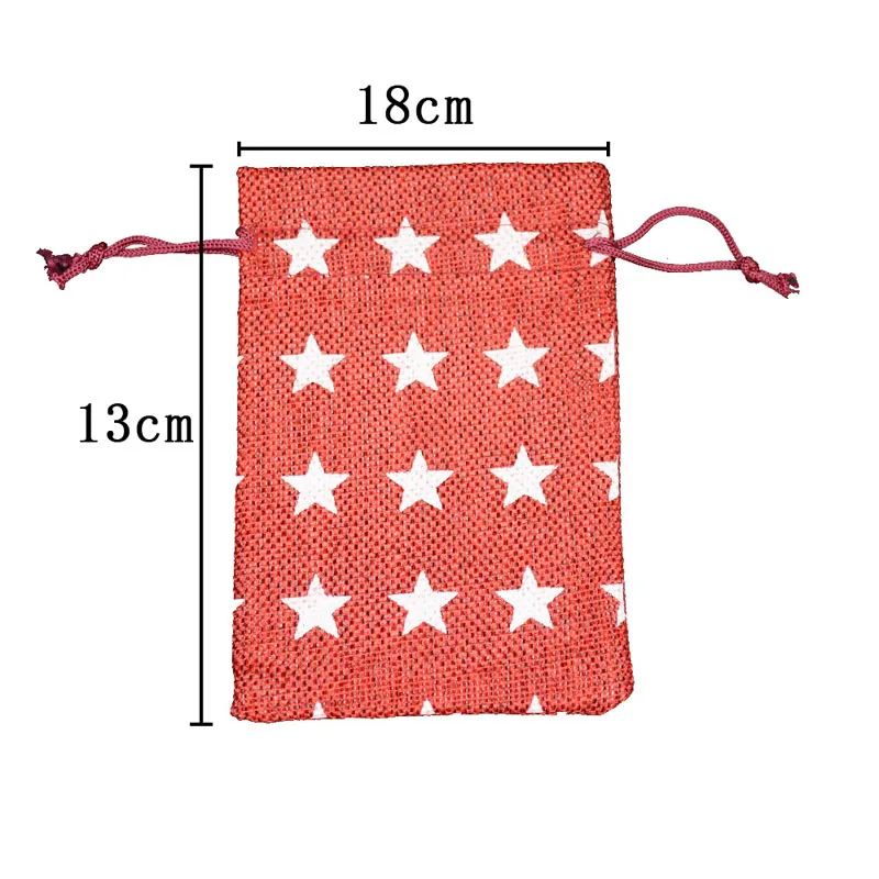 20pcs/lot 10x14, 13x18cm Printed Star Linen Drawstring Bag Travel Bags Jewelry Candy Birthday Party Gift Storage Pouch