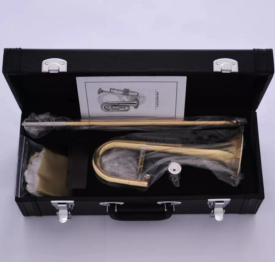 Gold Bb Slide Trumpet Bb Soprano Trombone Horn with Case