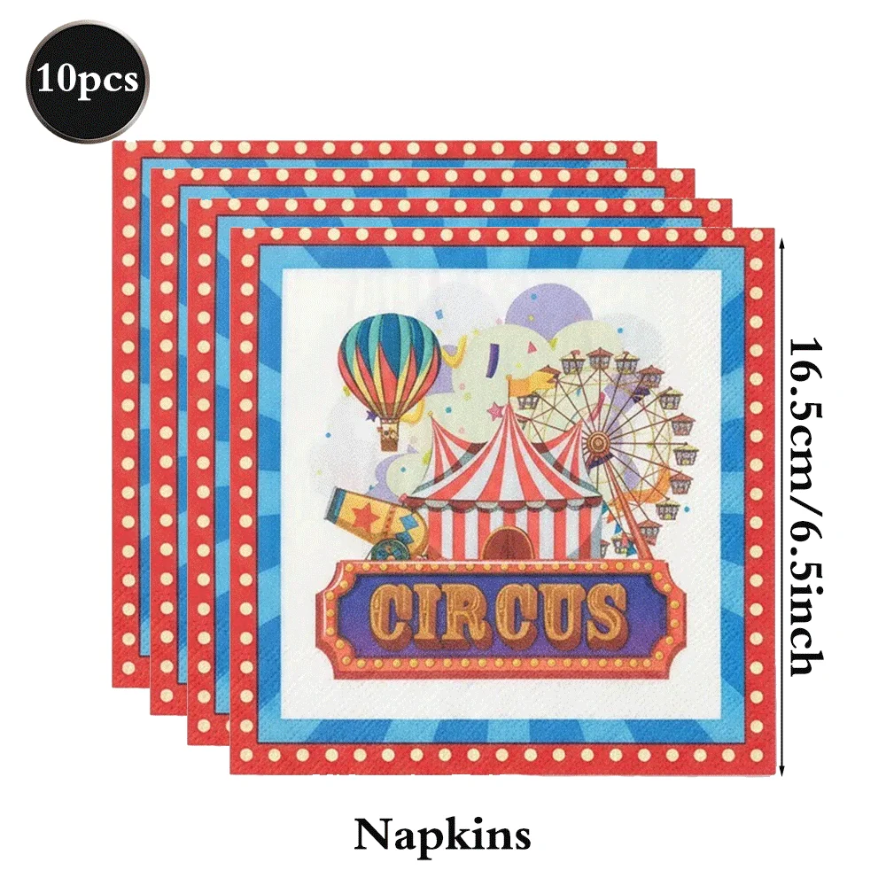 Karneval Party Decor Zirkus Thema Geburtstag Pappteller Serviette Tasse Karneval Einweggeschirr Kinder Geburtstag Party Supplies – Detail 18