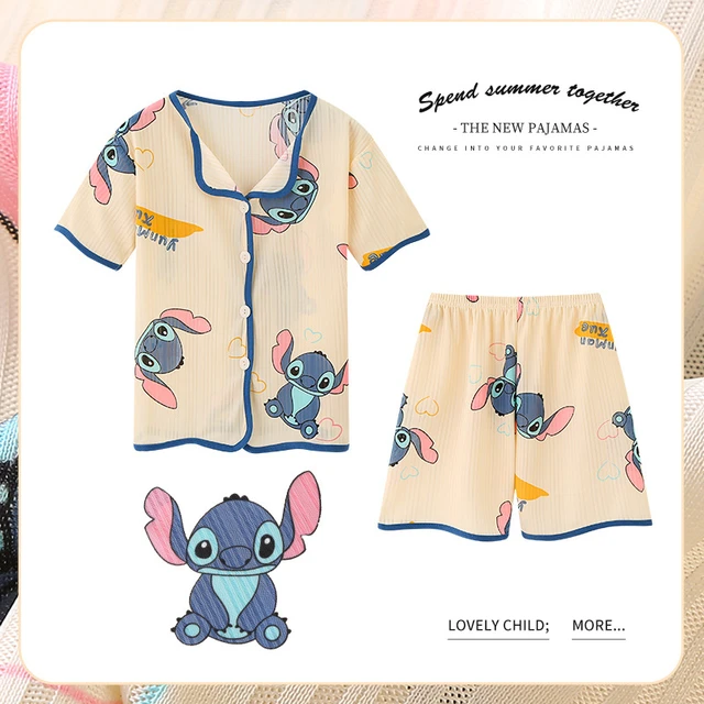 Disney Stitch Crianças Conjuntos De Pijama Meninas Meninos Verão Shorts De  Manga Curta Dos Desenhos Animados Camisola Bonito Home Wear Pijamas Para  Crianças - AliExpress