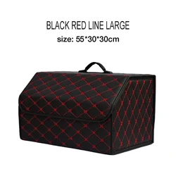 Premium Leather Car Trunk Organizer Box with Large Capacity - Versatile Auto Storage and Emergency Solution (RED - L)