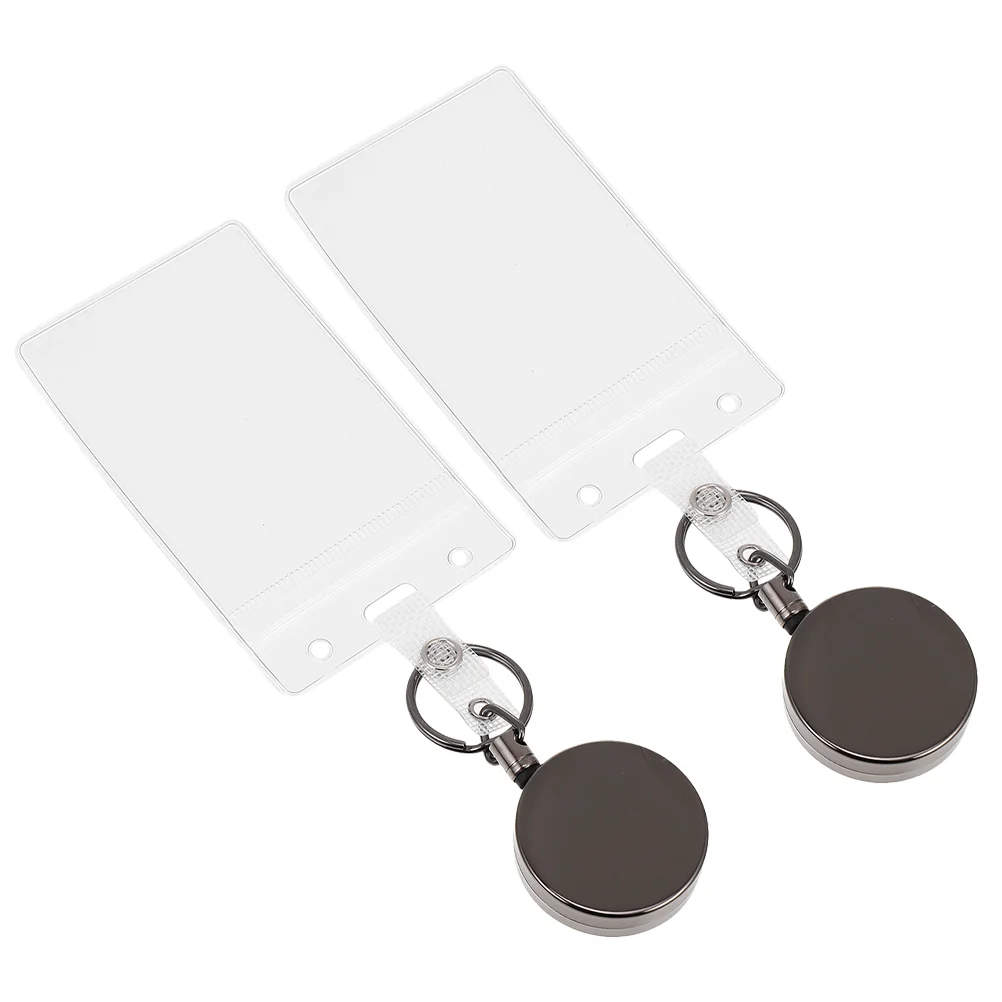 

2 Pcs Easy-pull Buckle Work Permit Plastic Card Sleeves Clear Badge Clear Vertical Id