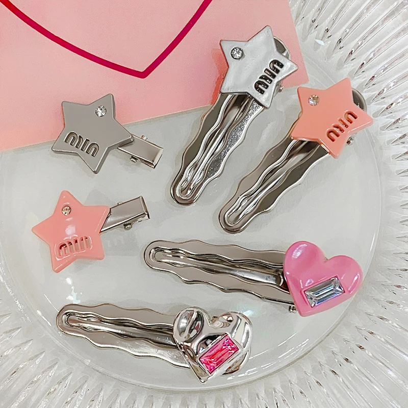 

Sweet Cool Spice Girl Temperamental Bangs Clip Hairpin Hair Ornaments Pentagram Side Clip Sweet Girl Love Duckbill Clip