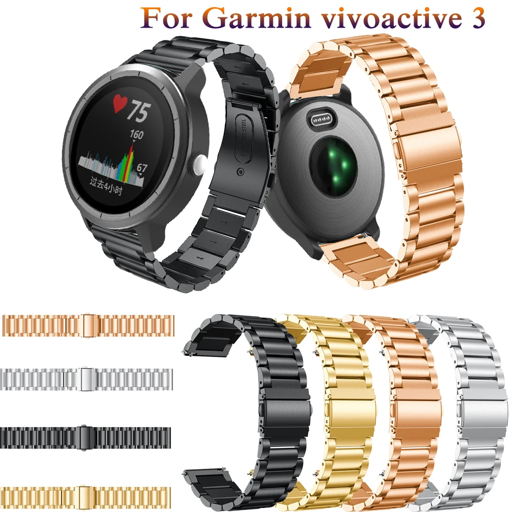 

Ремешок из нержавеющей стали для Garmin Vivoactive 3 4, модный браслет для наручных часов Garmin Vivoactive3 HR/ Forerunner 645, 20 мм