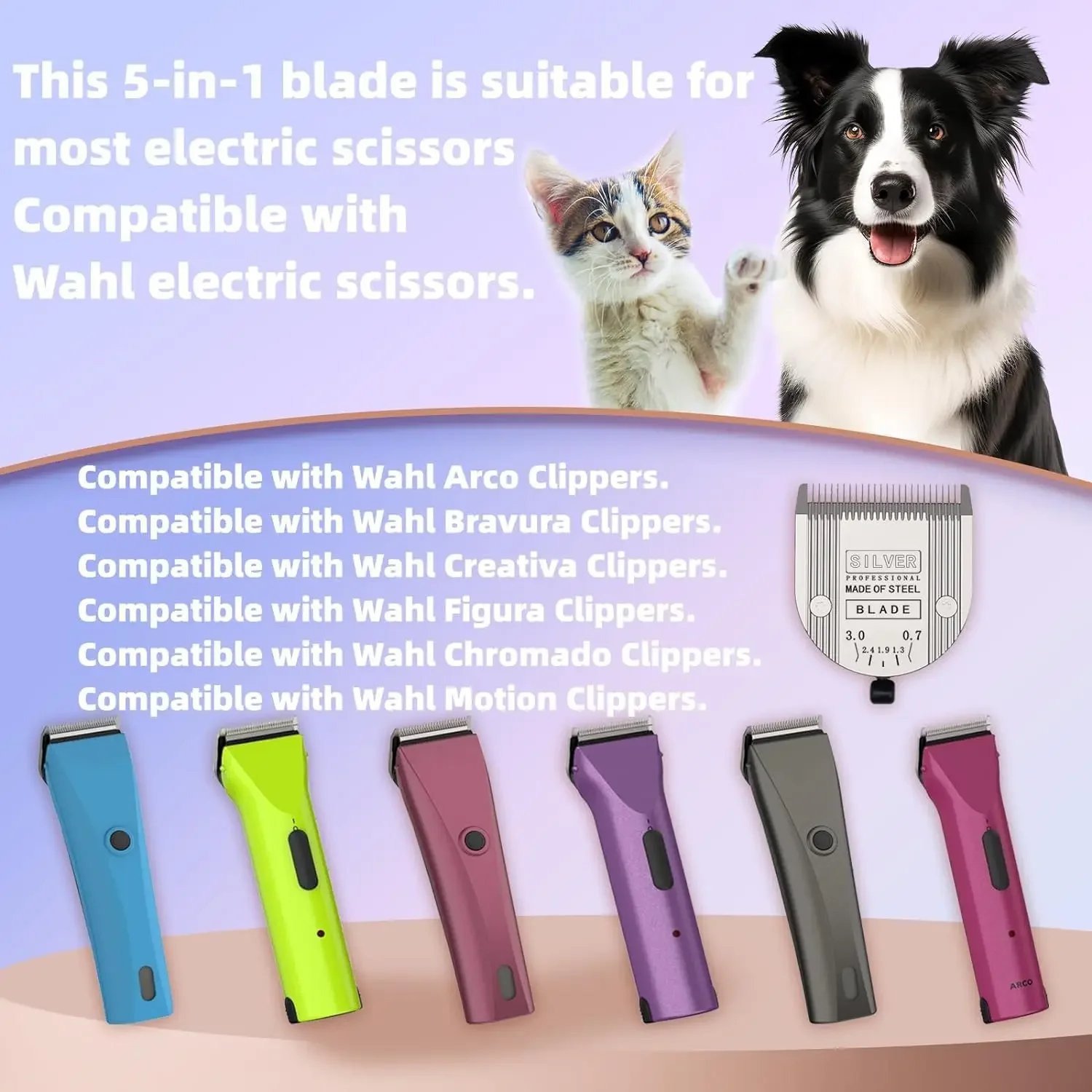 Detachable pro Pet Grooming Shears 5-in-1 Adjustable Blade For WAHL Dog Cat Clipper Arco Bravura Chromado Creativa Figura Pet Grooming Clipper