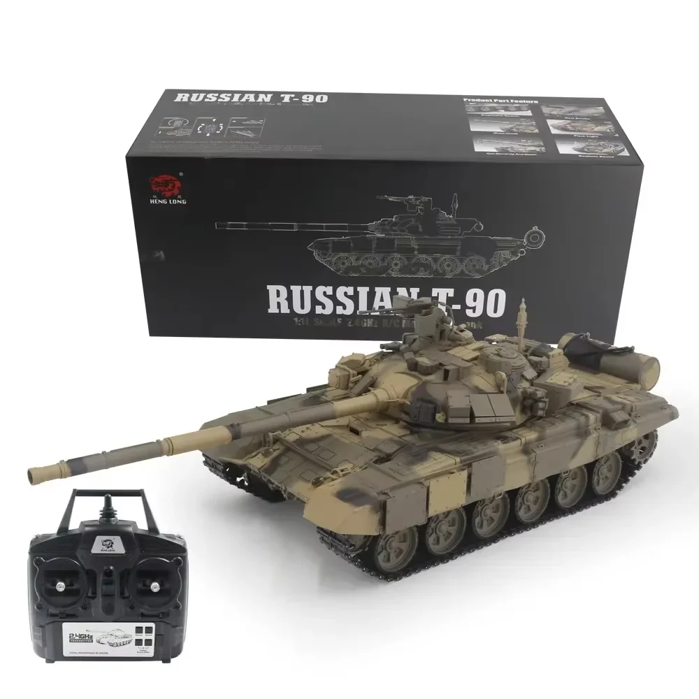 Henglong Remote Controlled Tank T90 Main Battle Rc Tracked Launcher Smoke Simulation Model Off-Road Tank Kid'S Outdoor Toy Gift 5