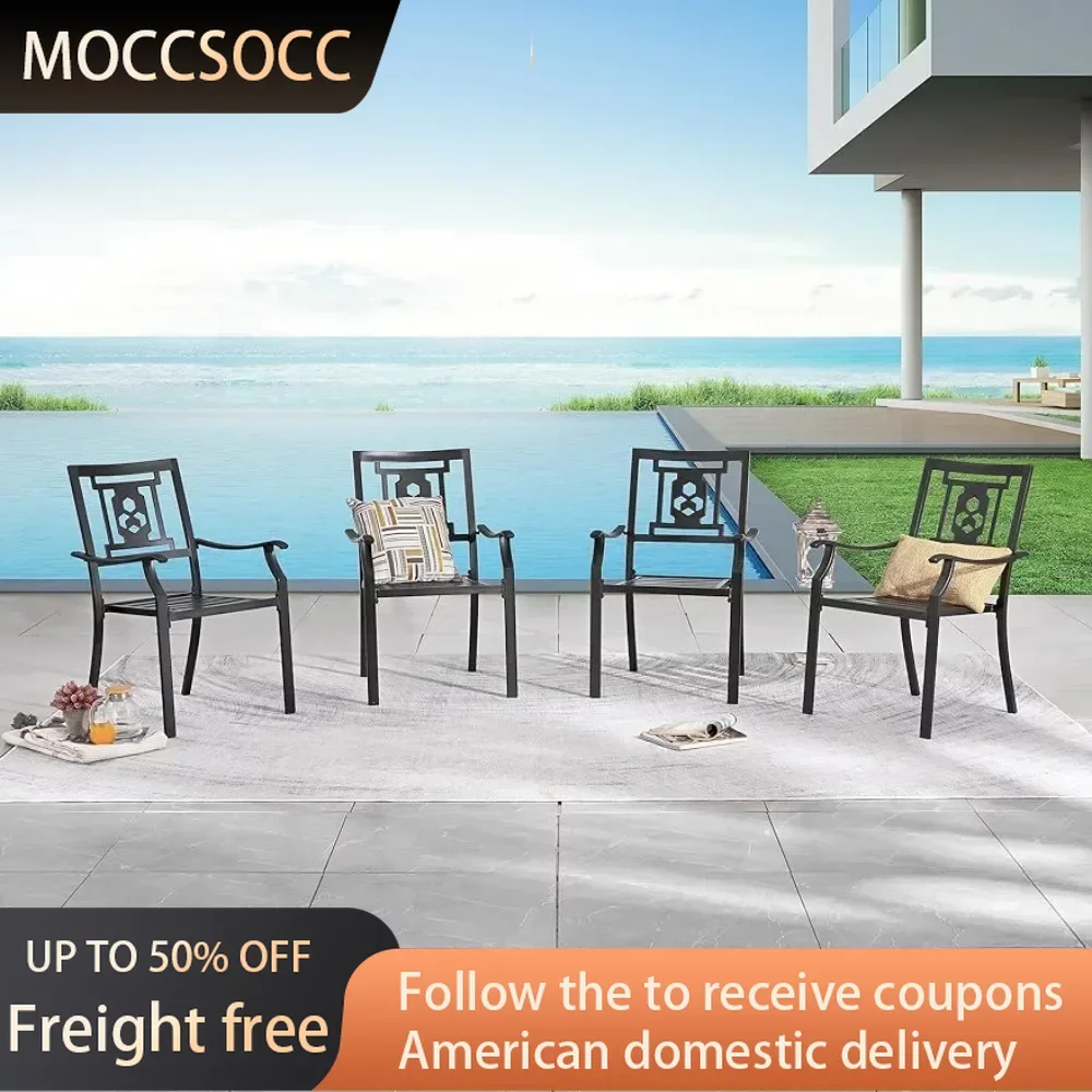 

Balcony Garden Chairs HOME Steel Outdoor Patio Dining Arm Chairs Set of 4 for Garden Chair Kitchen Backyard Black Freight Free