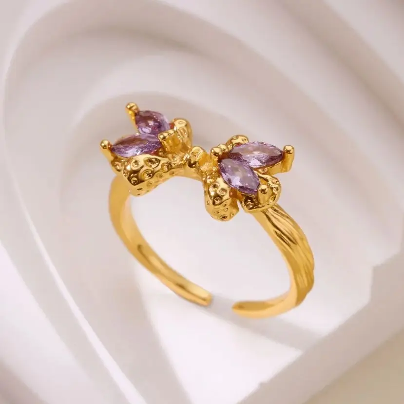 Purple Zircon Butterfly Ring Rings For Women