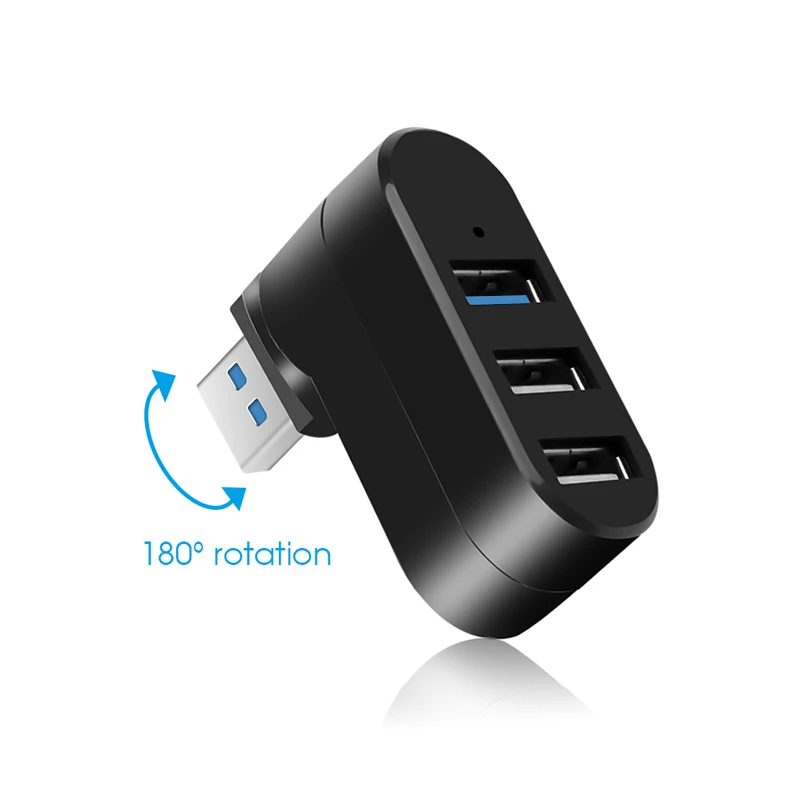 USB 허브 3.0 어댑터 180 회전 고속 U 디스크 리더 분배기, 3 포트 USB..