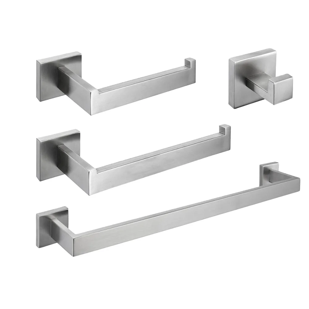 

Brushed Nickel Stainless Steel Bathroom Hardware Accessories Set Robe Hook Towel Bar Towel Ring And Toilet Paper Holder