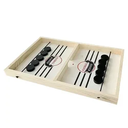 Ultimate Interactive Board Game Set: Foosball, Hockey, Catapult Chess & Fast Sling Puck Toy (35cm with black pcs)
