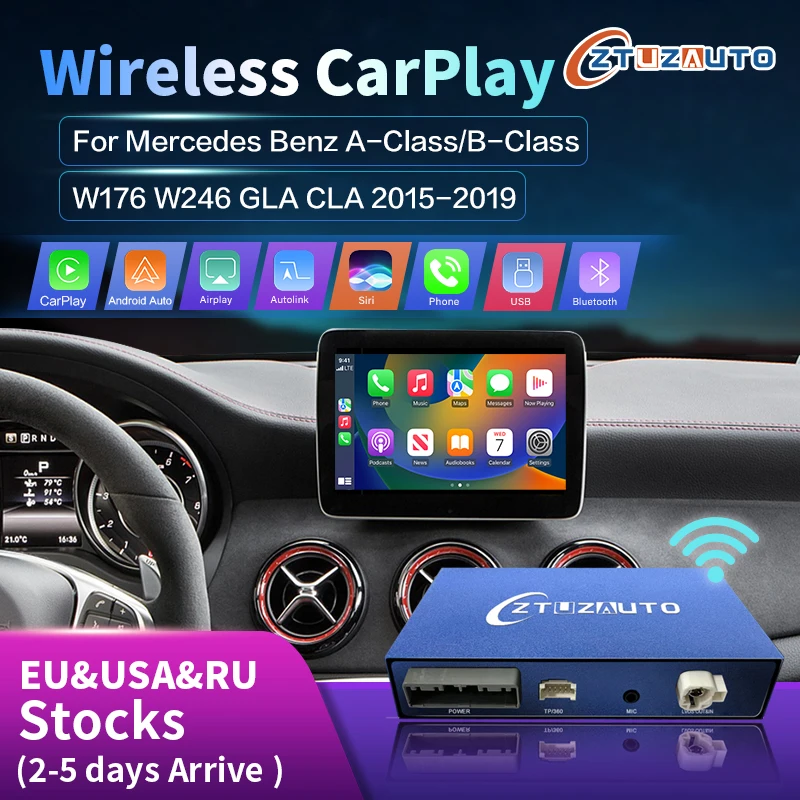 

For Mercedes Benz A-Class W176 B-Class W246 GLA CLA 2015-2018 Wireless CarPlay Android Auto Decoder with Mirror Link AirPlay