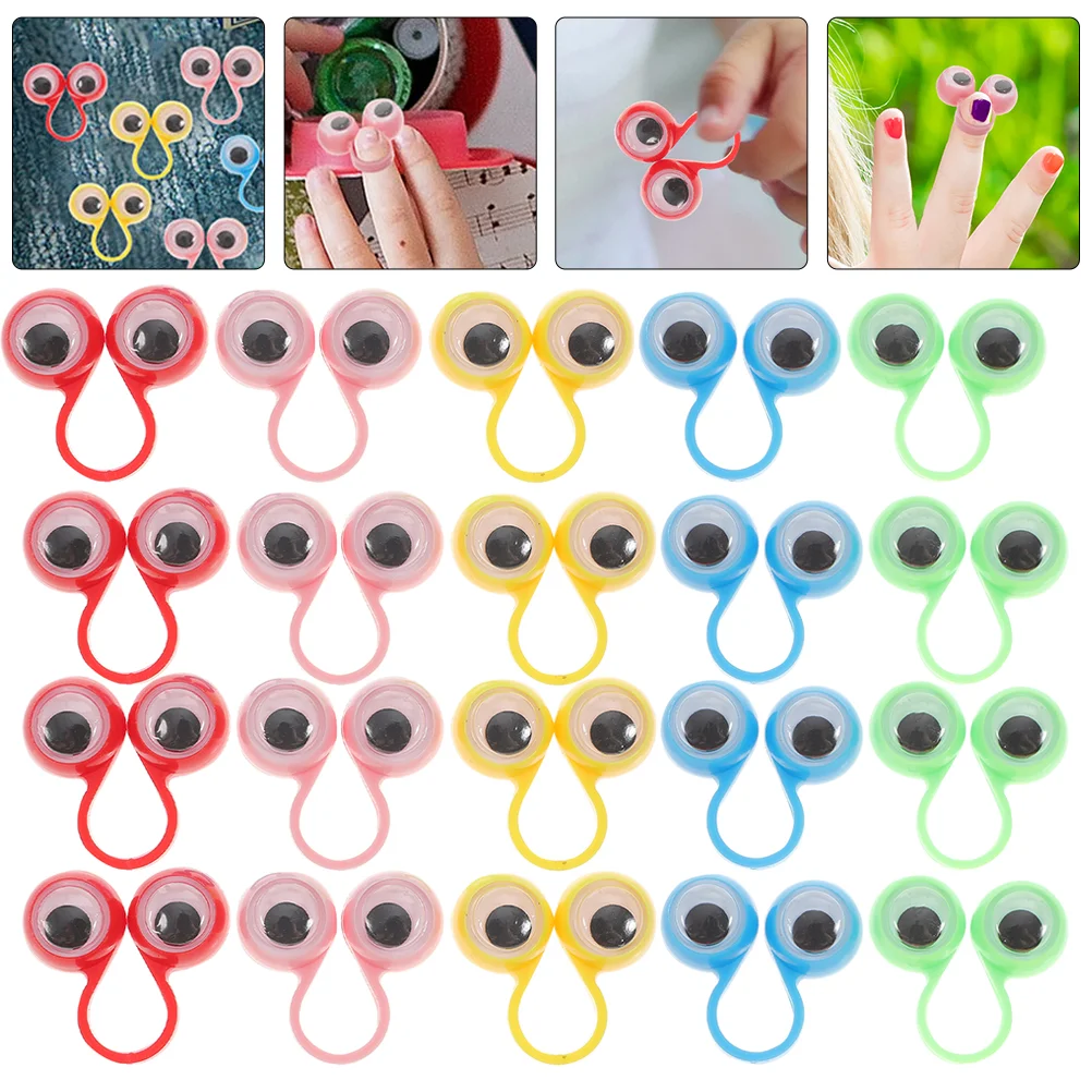 30 Pcs Kids Ring Funny Finger Puppets Eyeball Rings Mini Plastic Child