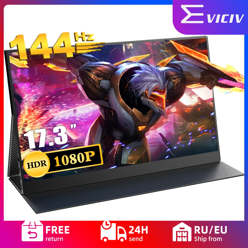 EVICIV 144Hz Portable Gaming Monitor 17.3" 1080P FHD Laptop Screen Extender Display HDMI for PS4/5 Switch Xbox Notebook Phone