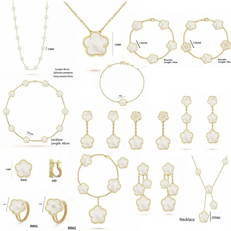 

Ladies Luxury Jewelry High Quality Jewelry Four-leaf Clover Necklace Four-leaf Clover Bracelet Lucky Earrings Jewelry Set