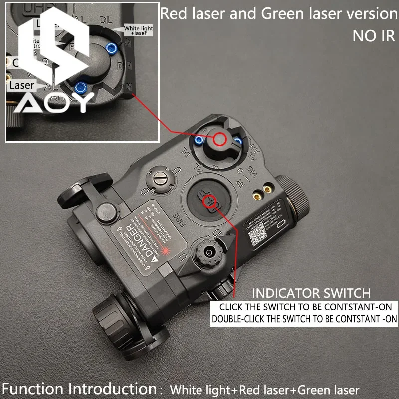 Tactical PEQ-15 PEQ15 White LED/Red Green Laser Weapon IR Aiming Indicator Airsoft Outdoor Hunting Aiming Weapon Fit 20MM Rail