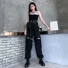 Korean Detachable Y2k Pants Casual Loose Solid High Waist Patchwork Hollow Out Pantalones 2022 Draw String Punk Wide Leg Pant 6
