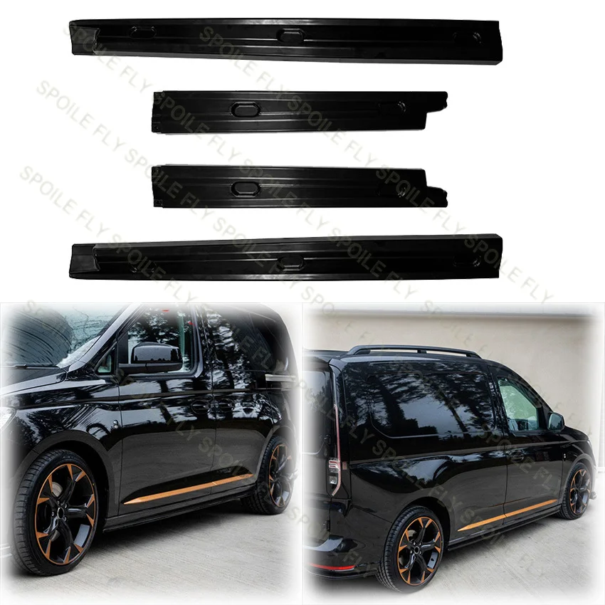 4X 2020 To Up Per Vw Volkswagen Caddy Mk5 Car Side Skirt Extension Rocker Plate Lip Separator Bumper By Gloss Black Abs