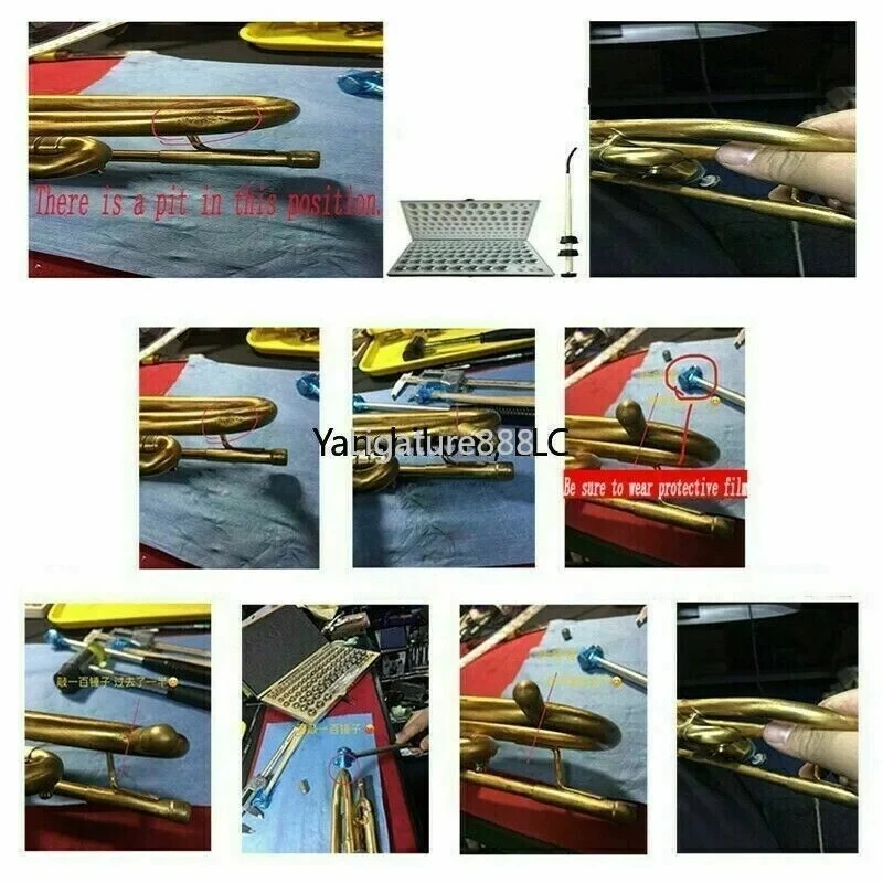 Trumpet Dent Repair Tool Kit Parts -15 Egg Balls 3 CAPS w/ Hard Case NEW