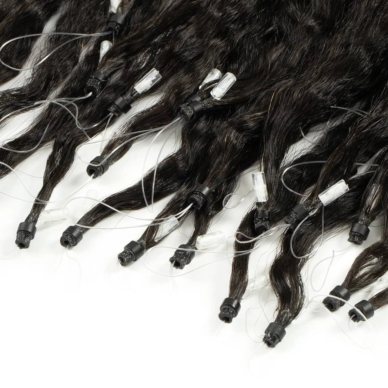 Kinky Straight Micro Loop Human Hair Extensions 24 Inch Microlink Hair Extensions 50g/Bundle 1g/Strand #1B Natural Black Color