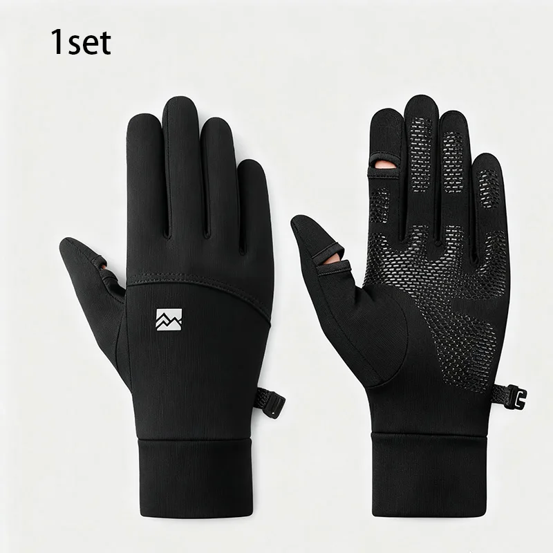 Ski Liner Gloves 1 Pair, Touchscreen Winter Gloves with Anti-Slip Palm, High Elastic Gloves for Men Women, Flip Fingertip Design 2