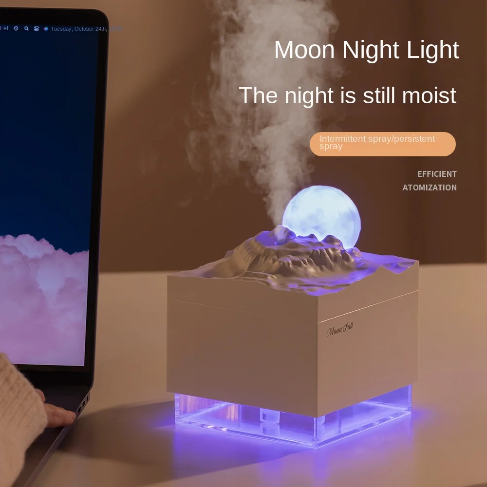 New moon fall humidifier small portable usb home desktop car atmosphere light humidifier colorful night light Humidifiers