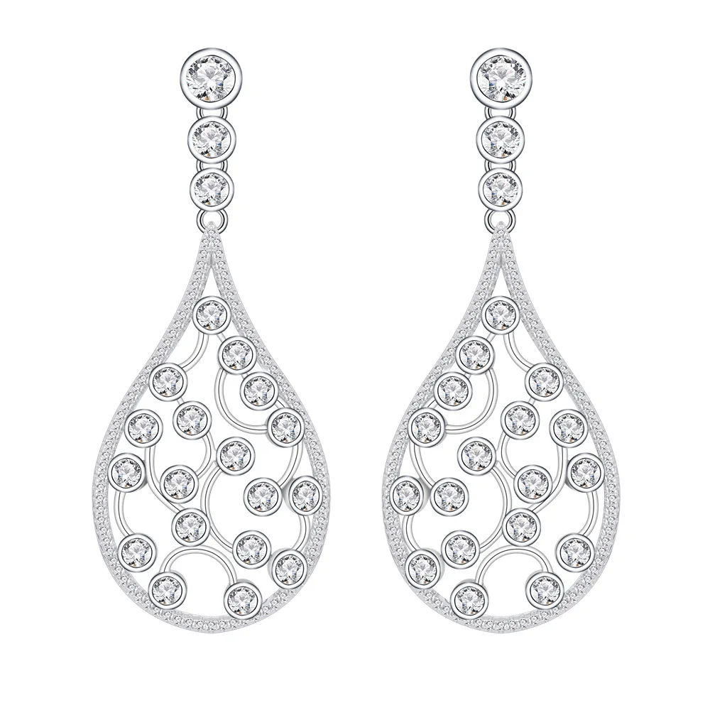 

Fashionable and Versatile Large Water Droplet Design with Exquisite Patterns Inlaid Personalized S925 Silver Ear Studs