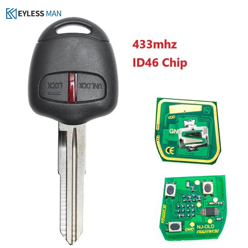 Remote Key Fob For MitsubishiL200 Shogun Pajero Triton 433Mhz 2 Button Transponder Chip ID46 Fob MIT11